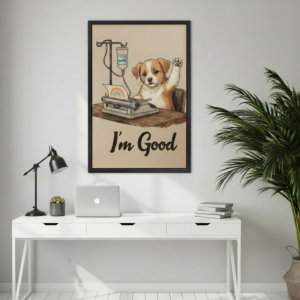 Funny Dog "I'm Good" Vintage Humor Wall Art Print l2022
