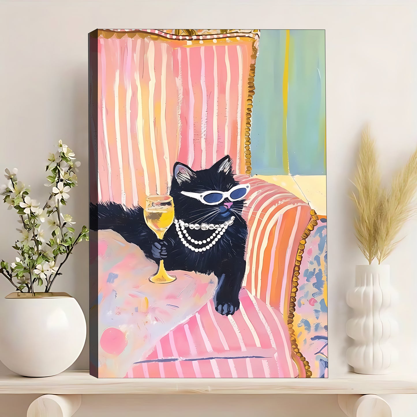 Funny Cat Art - Canvas Wall Art - Abstract Funny Living Room Decor| Liberty Signs #SZ249