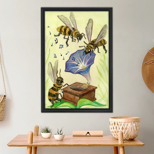 图1 蜜蜂音乐水彩木框场景