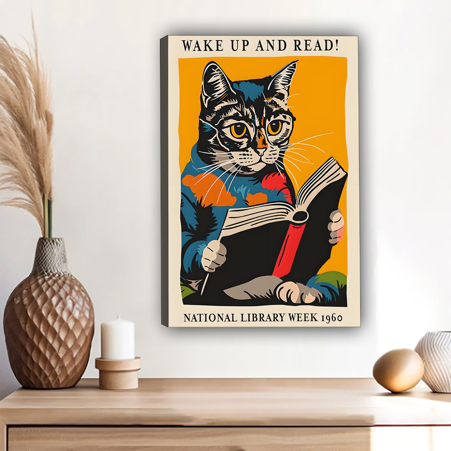 Funny Cat Art - Canvas Wall Art - Abstract Funny Living Room Decor| Liberty Signs #SZ142