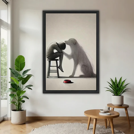 Emotional Dog Loyalty Minimalist Canvas Wall Art Print l2508