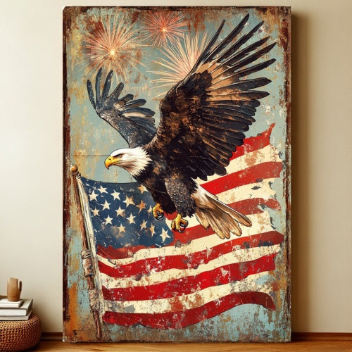 8x12 Patriotic USA Metal Sign – Vintage Wall Art with Flag & Freedom | Liberty Signs #6002