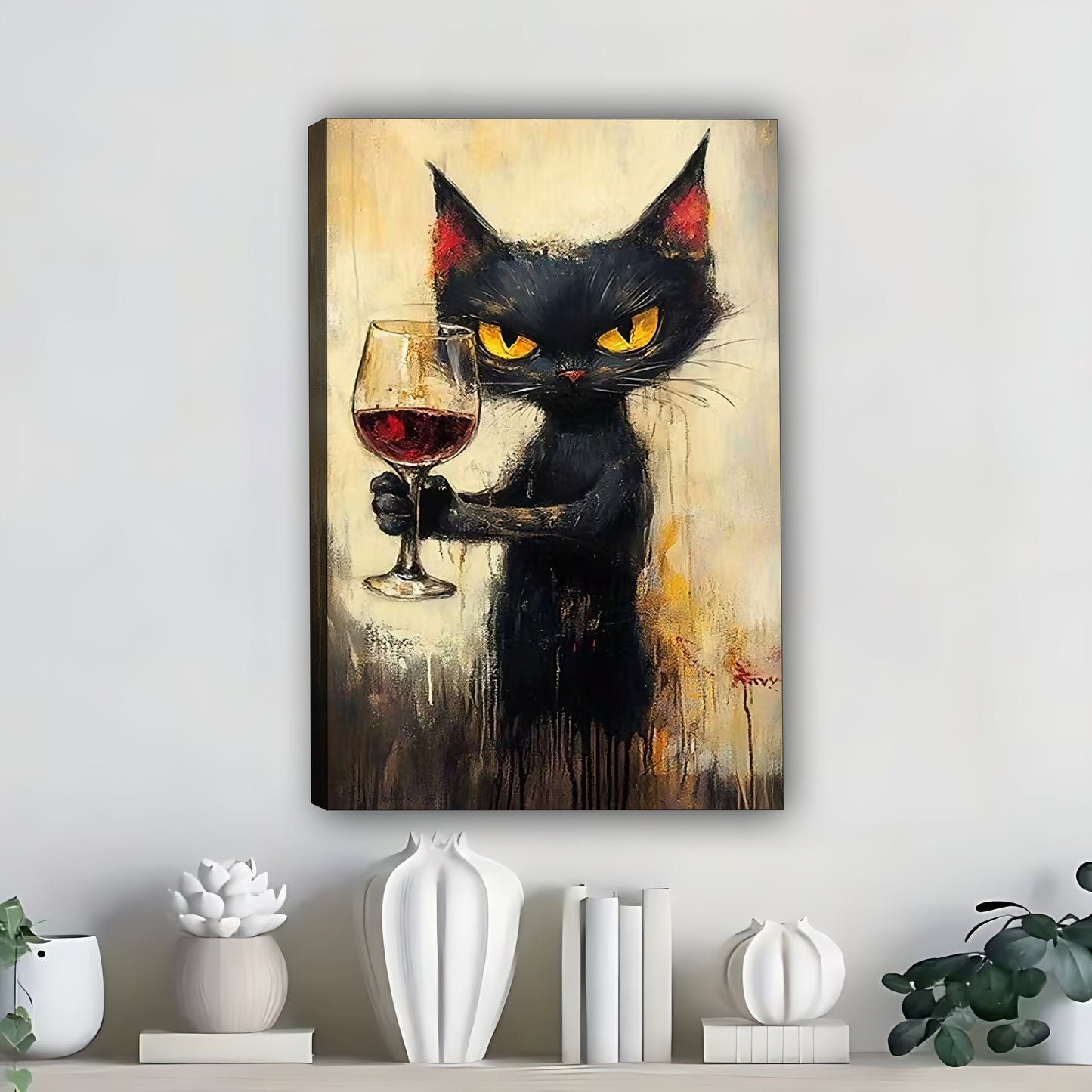Funny Cat Art - Canvas Wall Art - Abstract Funny Living Room Decor| Liberty Signs #SZ331