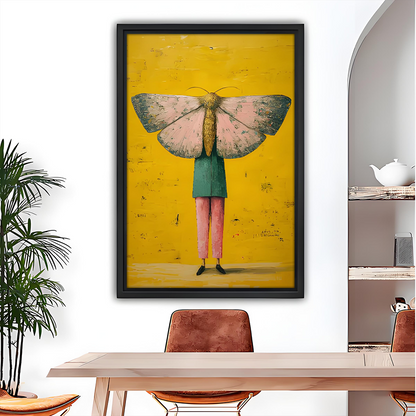 Surreal Moth-Headed Figure Canvas Wall Art | Framed & Unframed l3408