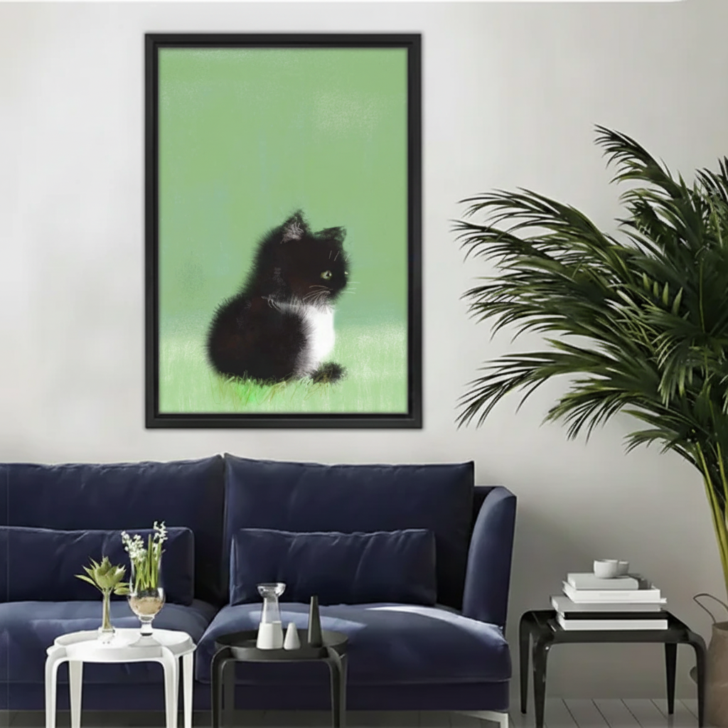 图1 - 黑猫咪黑框场景