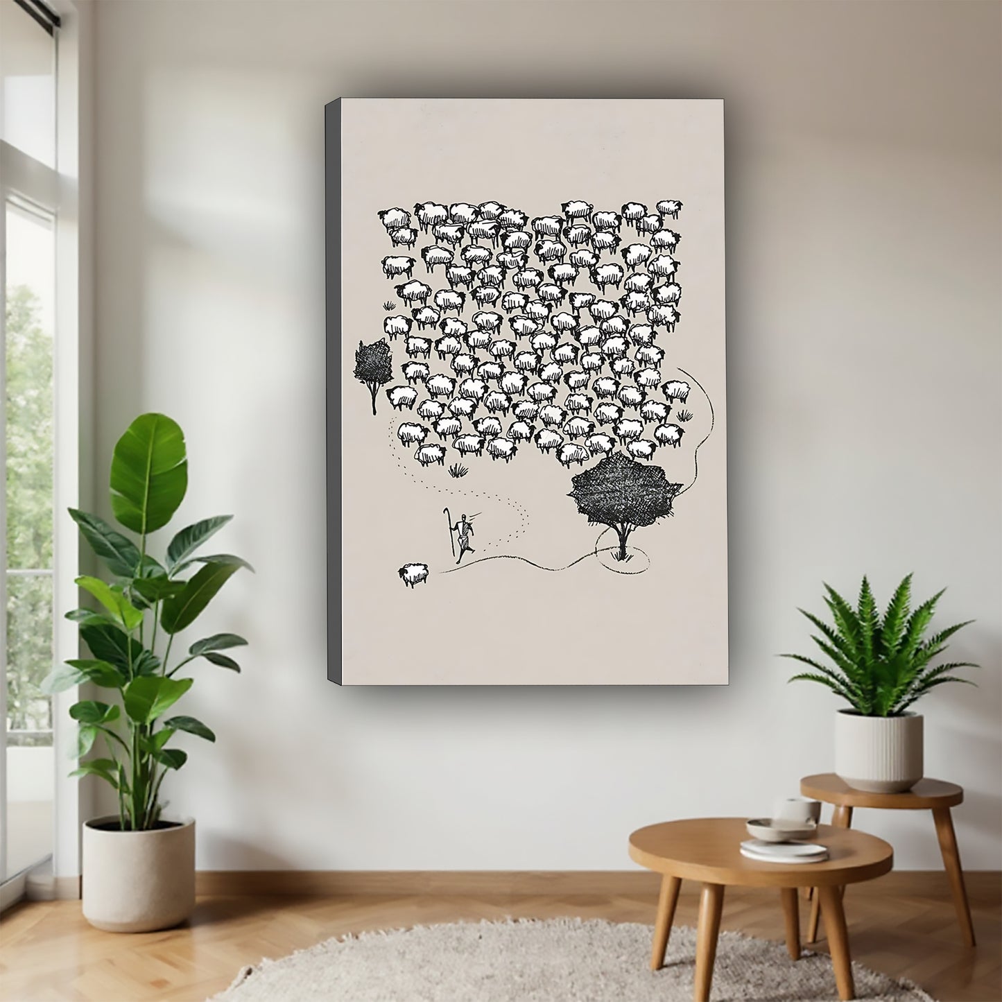 Neutral Abstract Framed Wall Art – Minimalist Line Art for Office or Studio | Liberty Signs #SZ209