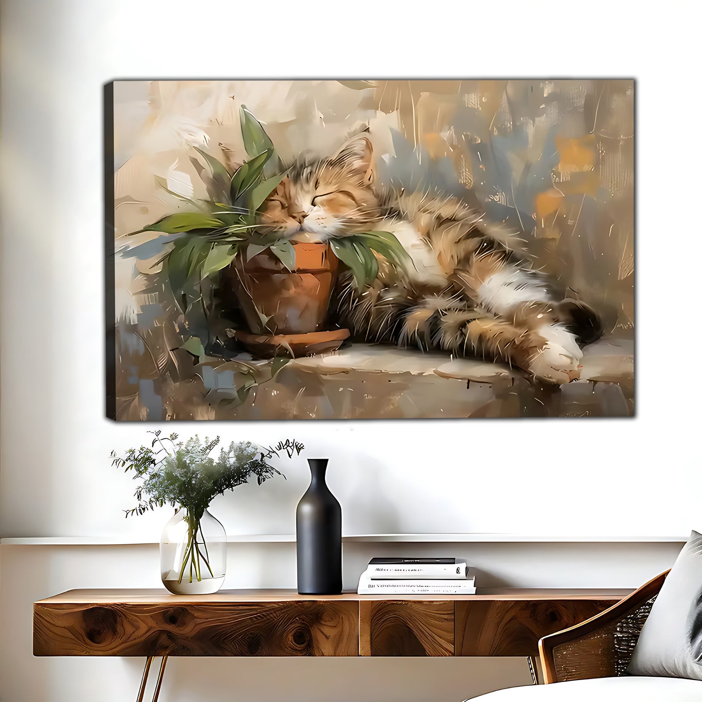Funny Cat Art - Canvas Wall Art - Abstract Funny Living Room Decor| Liberty Signs #HZ083