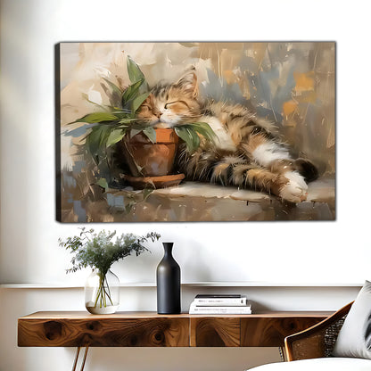 Funny Cat Art - Canvas Wall Art - Abstract Funny Living Room Decor| Liberty Signs #HZ083