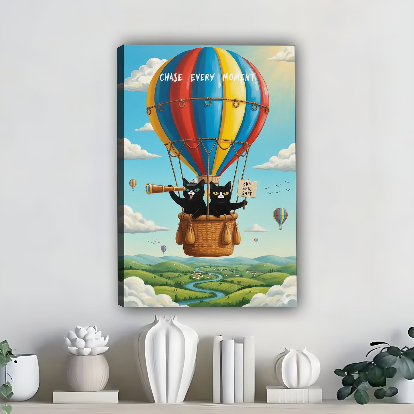 Funny Cat Art - Canvas Wall Art - Abstract Funny Living Room Decor| Liberty Signs #SZ318