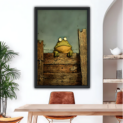 Quirky Frog Framed Wall Art Print – Whimsical Decor l2584