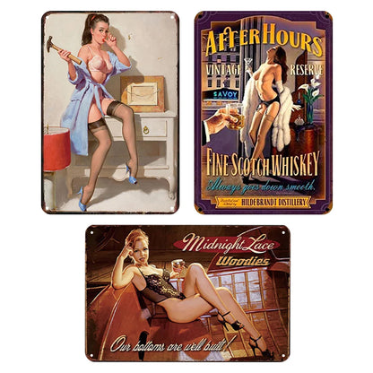 8x12 Pin-Up Girl Metal Sign – Retro Tin Wall Art for Garage & Bar Decor | Liberty Signs #ZH3003