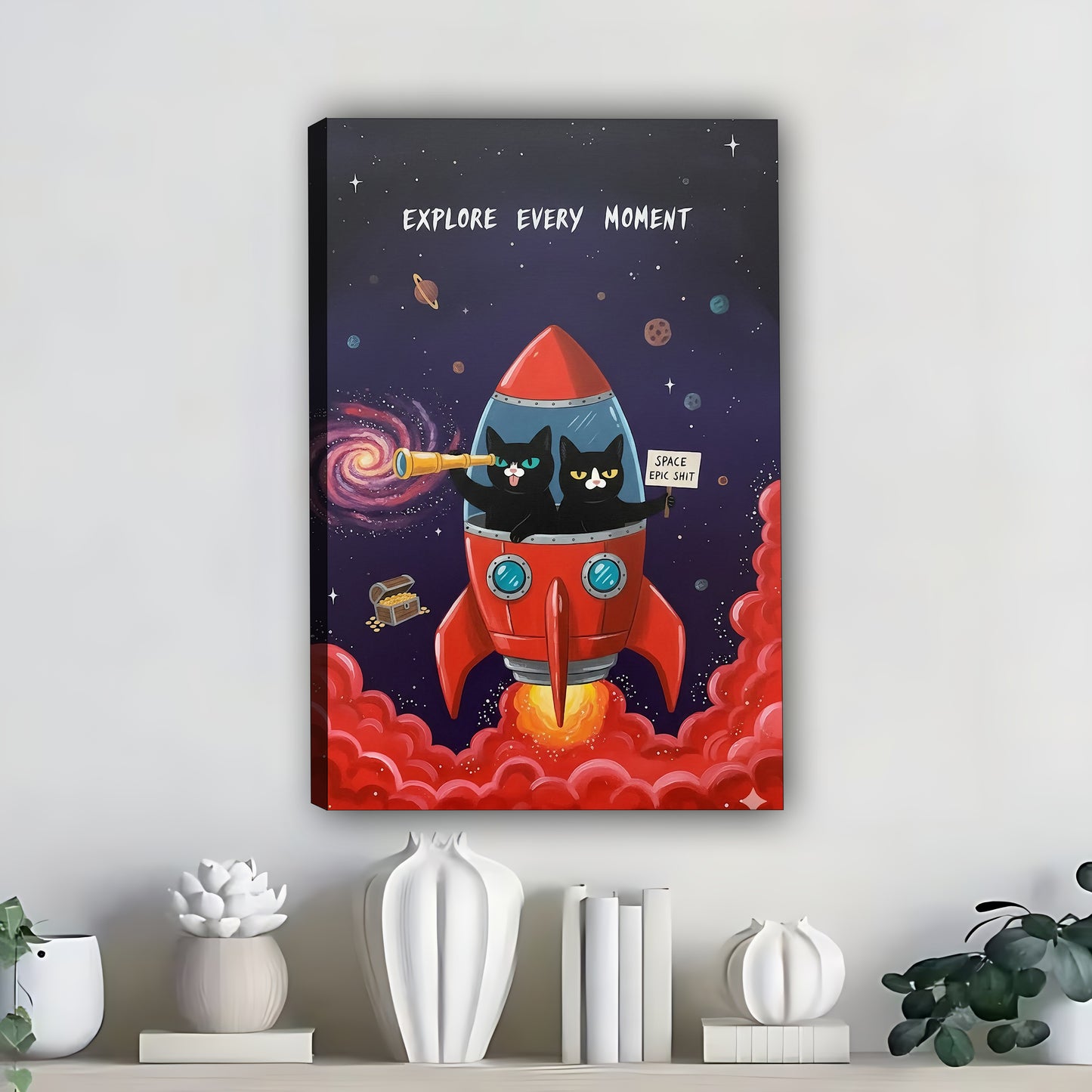Funny Cat Art - Canvas Wall Art - Abstract Funny Living Room Decor| Liberty Signs #SZ319