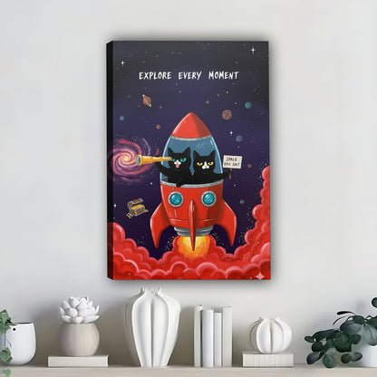 Funny Cat Art - Canvas Wall Art - Abstract Funny Living Room Decor| Liberty Signs #SZ319