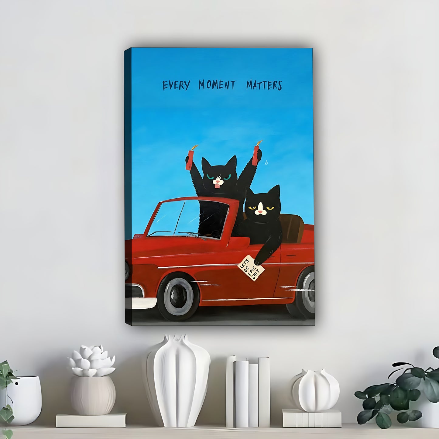 Funny Cat Art - Canvas Wall Art - Abstract Funny Living Room Decor| Liberty Signs #SZ303