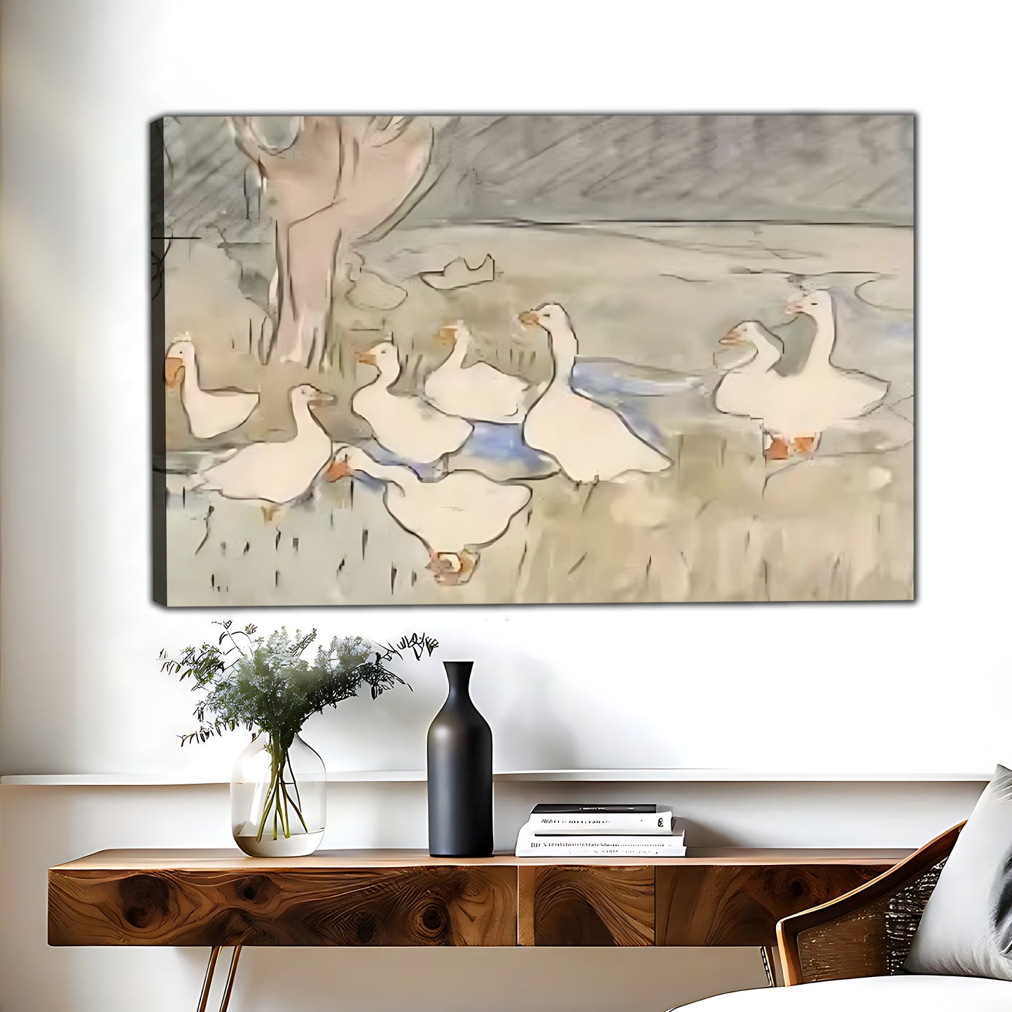 Neutral Abstract Framed Wall Art – Minimalist Line Art for Office or Studio | Liberty Signs #HZ082