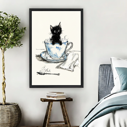 图1 - 茶杯黑猫 黑框卧室场景