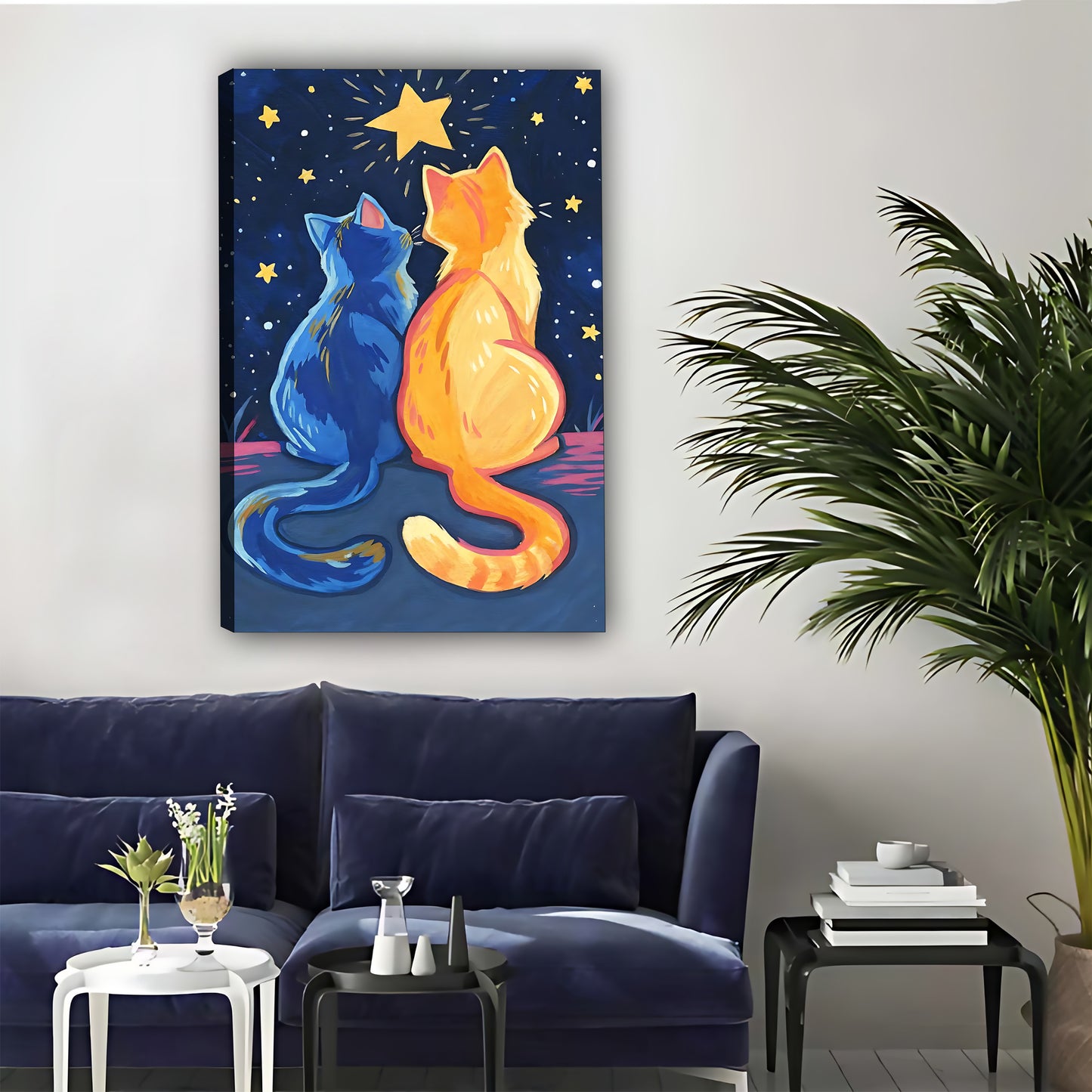 Funny Cat Art - Canvas Wall Art - Abstract Funny Living Room Decor| Liberty Signs #SZ035