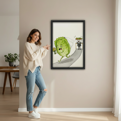 Funny Vegetable Wedding Runaway Bride Cartoon Wall Art l1989