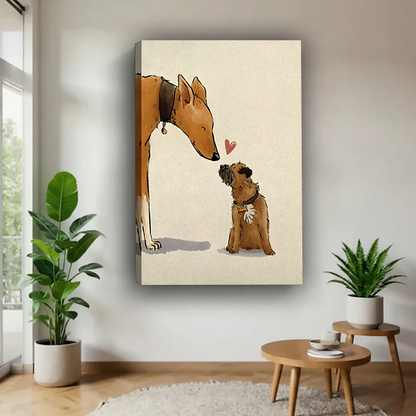 Two Dogs Love Whimsical Illustration Framed Wall Art l2838