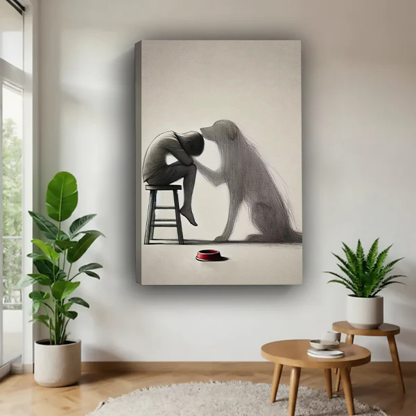 Emotional Dog Loyalty Minimalist Canvas Wall Art Print l2508