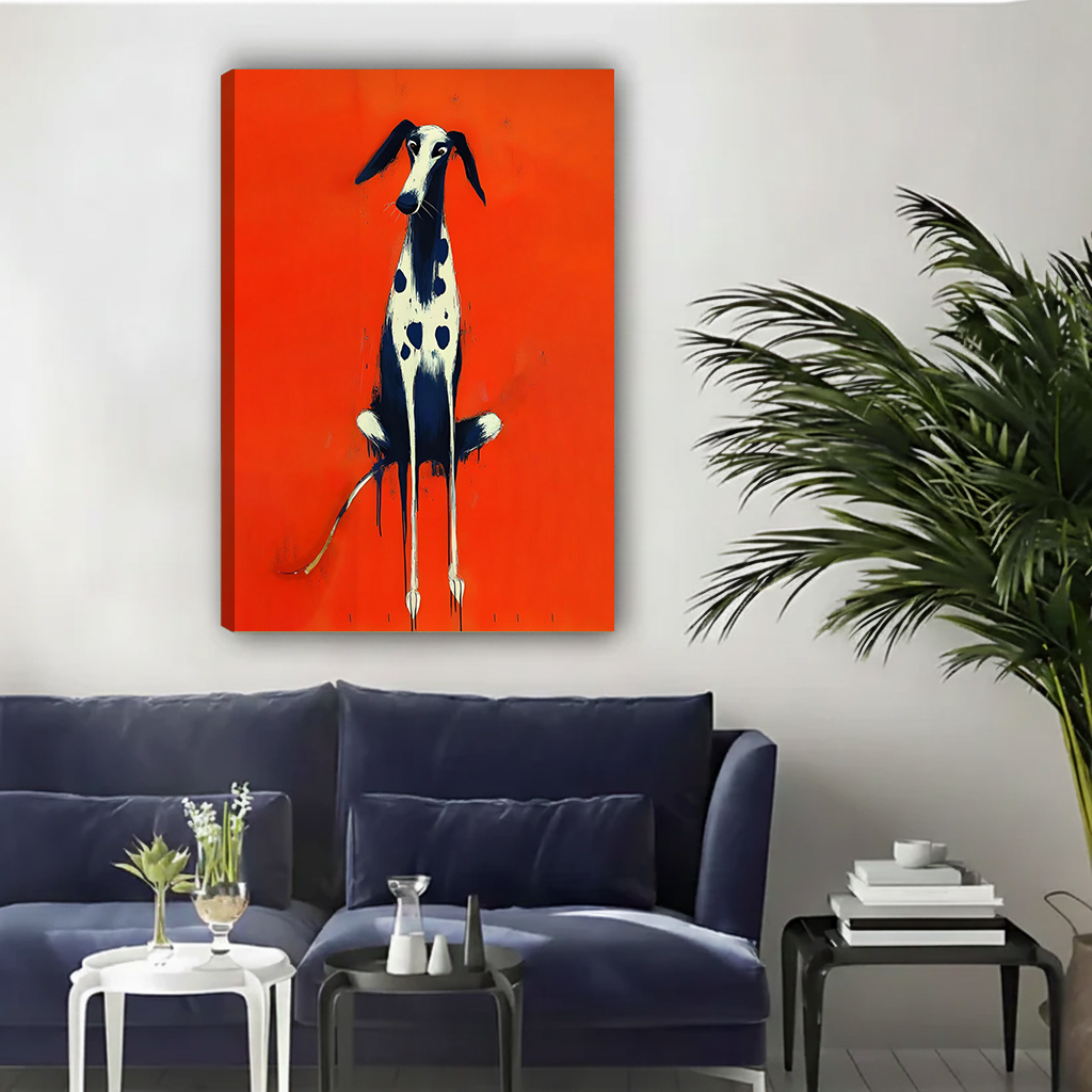 Expressionist Spotted Dog Canvas Wall Art | Framed & Unframed l3380