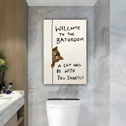 Funny Cat Bathroom Humor Wall Art Canvas Print l2696