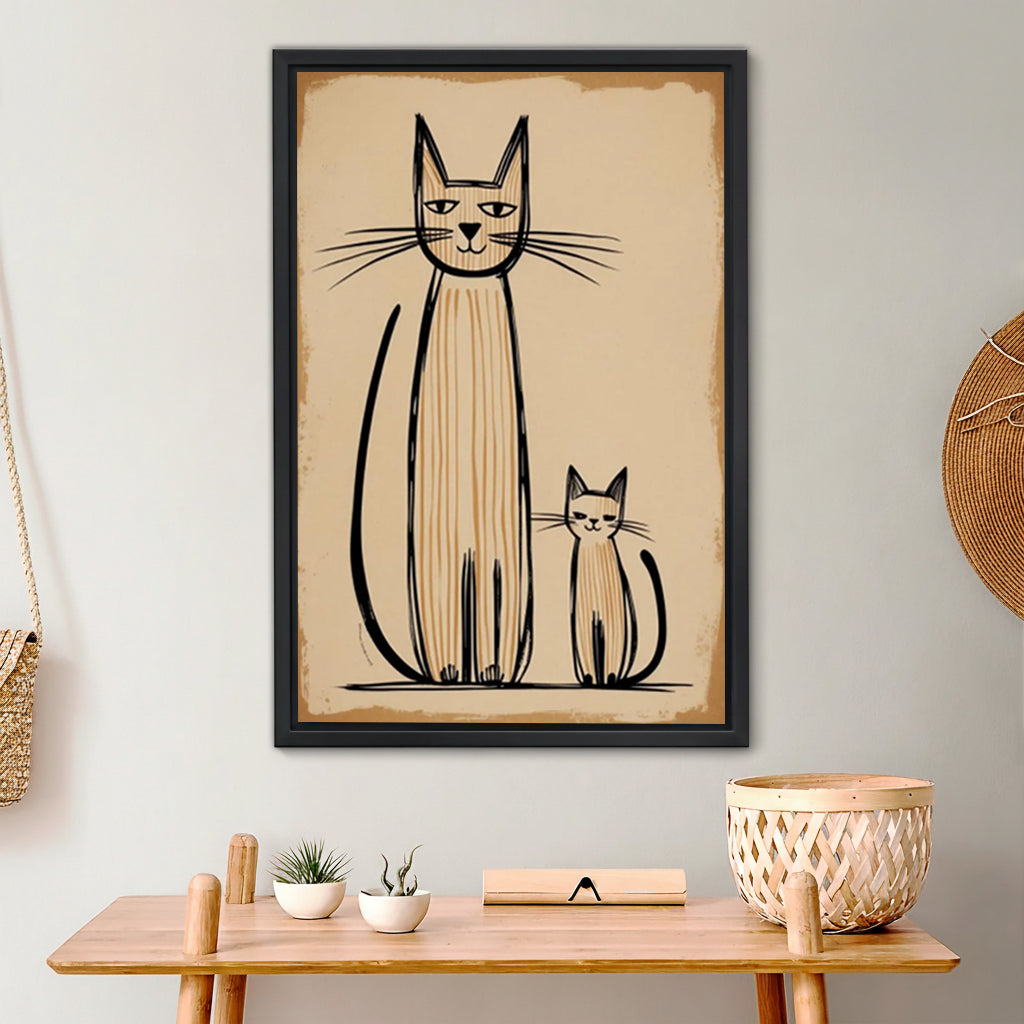 Minimalist Cat Wall Art – Vintage Line Drawing Canvas Print|Liberty Signs #L1670