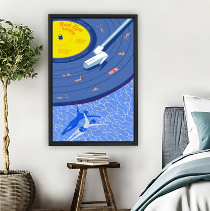 Retro Vinyl Record Surfing Illustration Wall Art|Liberty Signs #L858