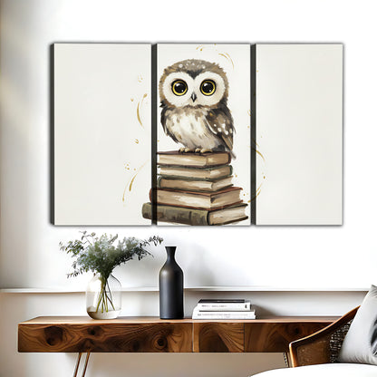 Wise Owl on Books Canvas Wall Art - Cute Nursery & Kids Room Decor| Liberty Signs #L308