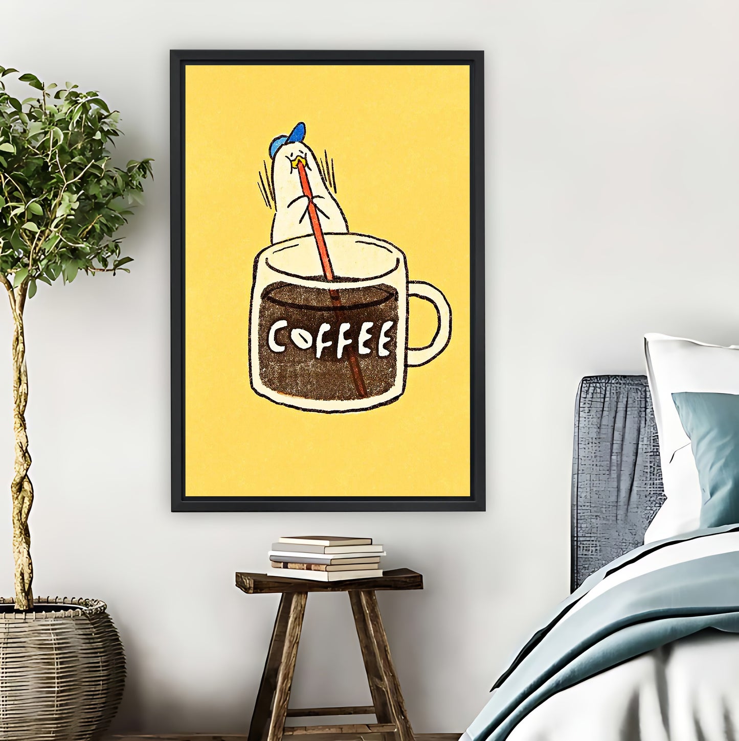 Duck in Coffee Cup Art Print | Coffee Lover Wall Decor|Liberty Signs #L639