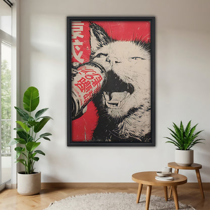 Banksy Style Yawning Cat Graffiti Art Print | Urban Street Art Wall Decor|Liberty Signs #L464