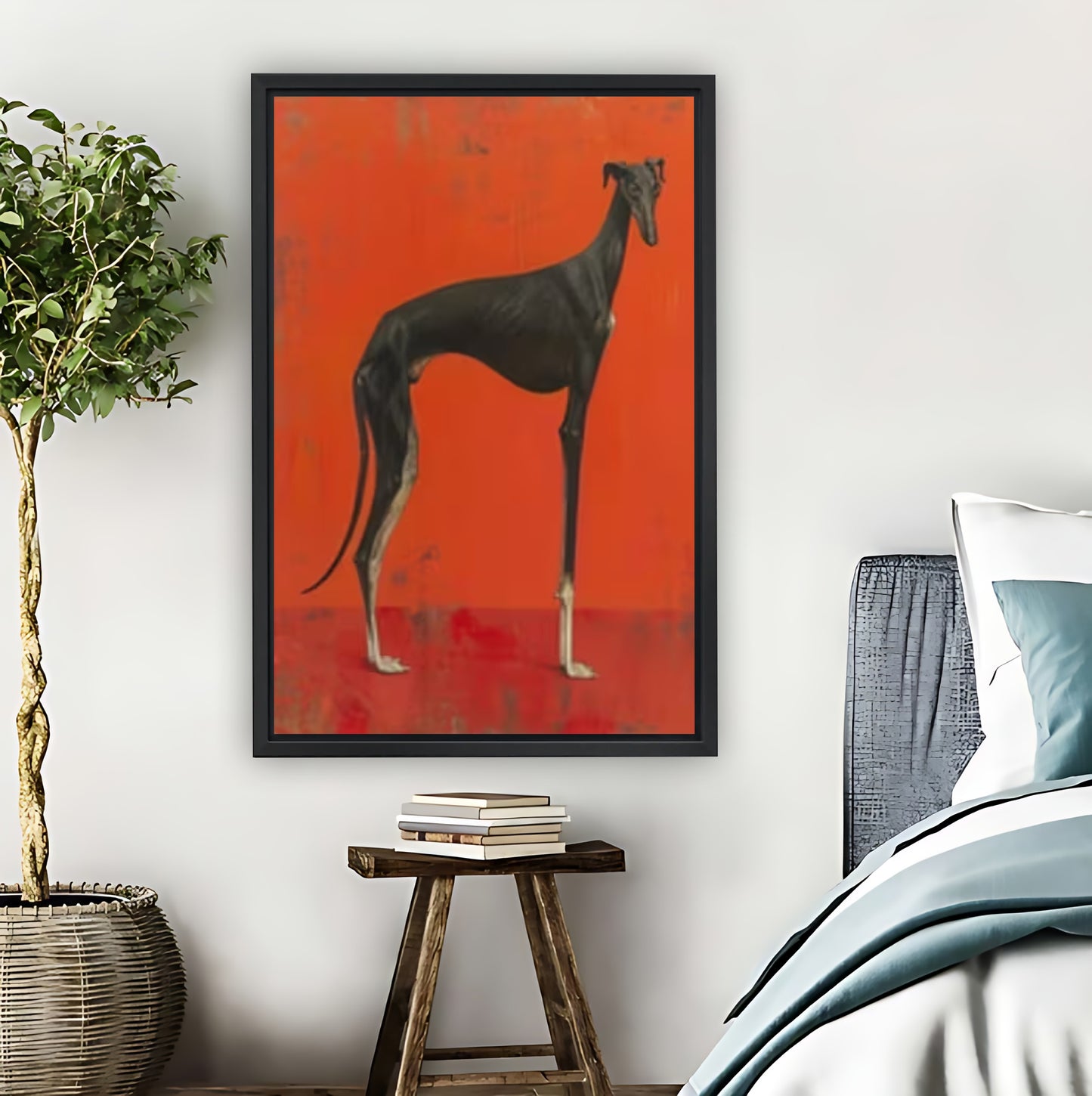 Elegant Greyhound on Red Background Art Print| Liberty Signs #L1609