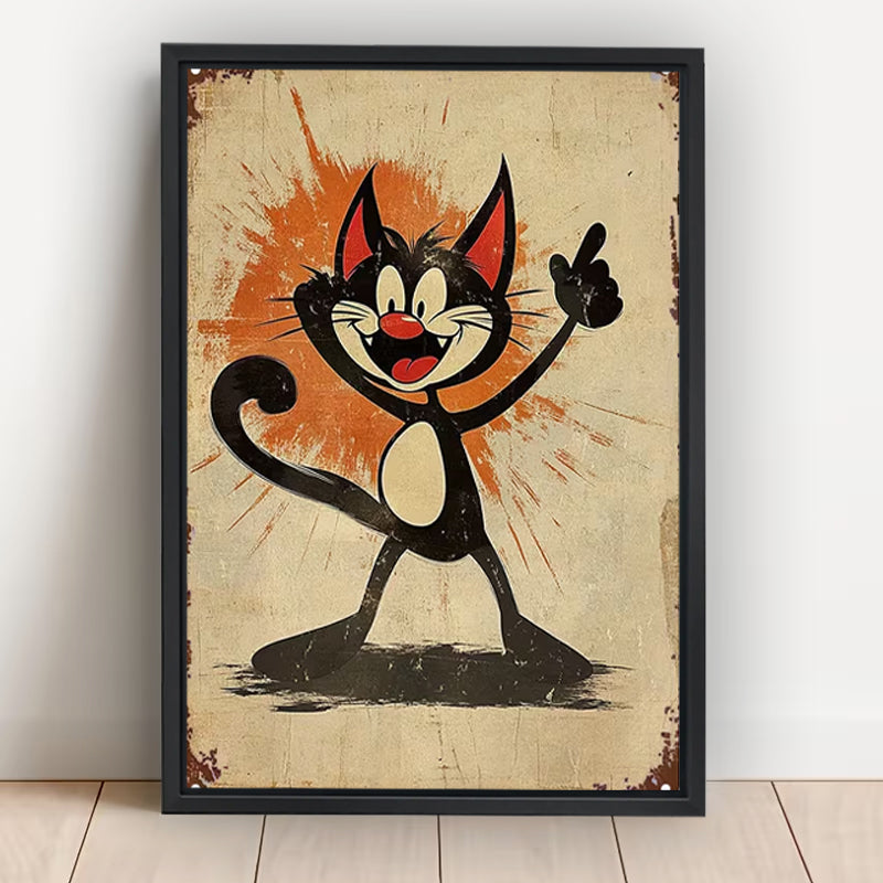 Funny Black Cat Pointing Art Print| Liberty Signs #L1621