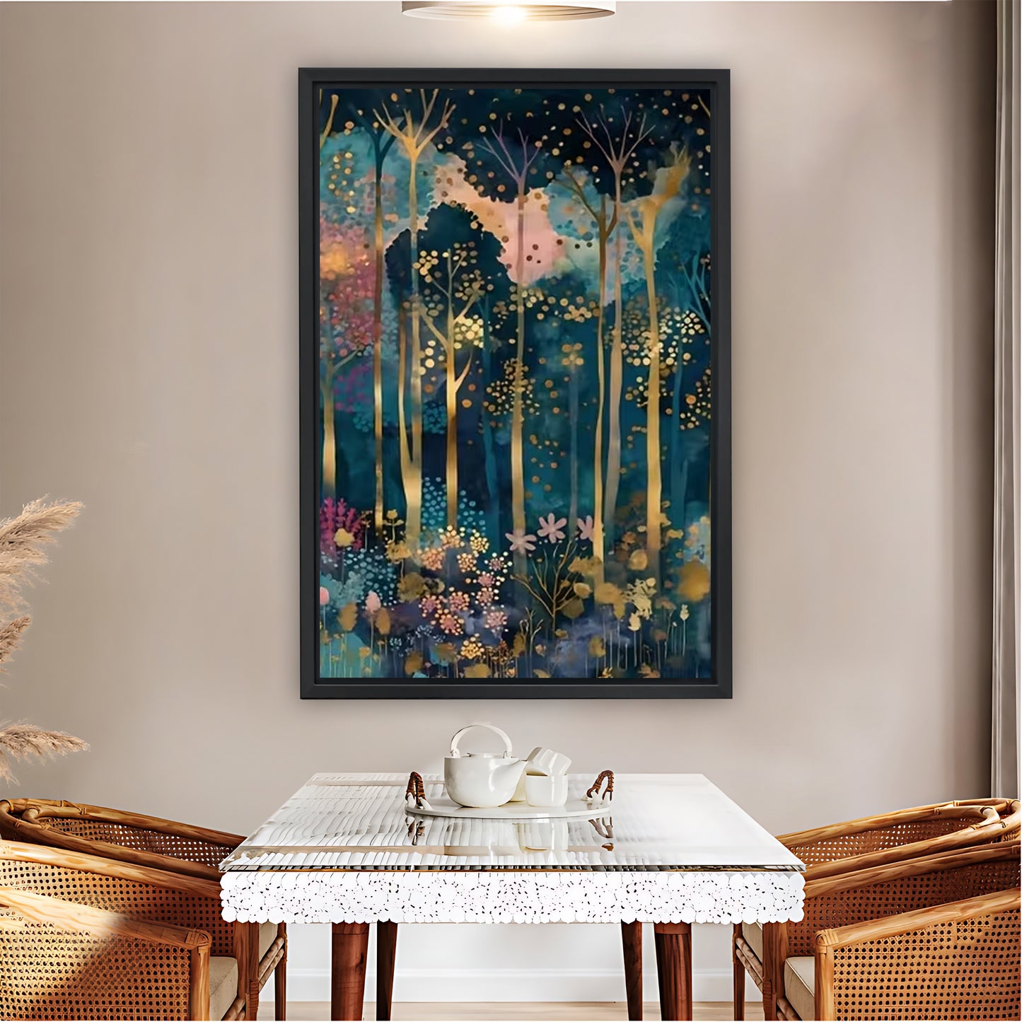 Whimsical Enchanted Forest Golden Trees Wall Art Print| Liberty Signs #L1572