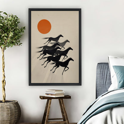 Mid-Century Running Horses Sun Art Print| Liberty Signs #L1626