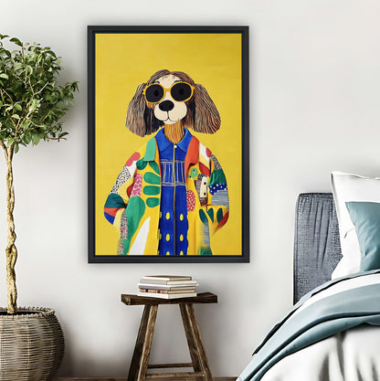 Fashionable Dog in Sunglasses & Colorful Coat Wall Art|Liberty Signs #L849