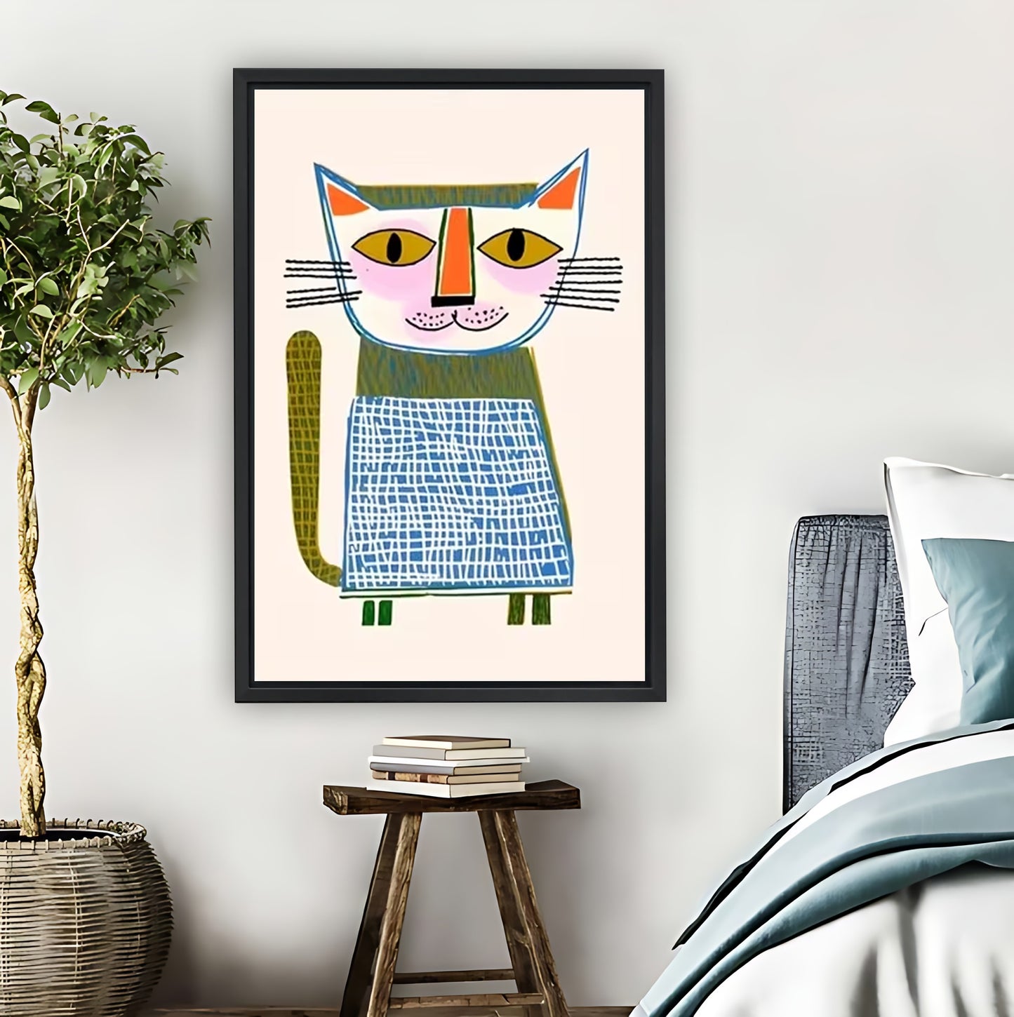 Whimsical Chef Cat Mid-Century Modern Wall Art Print| Liberty Signs #L1592