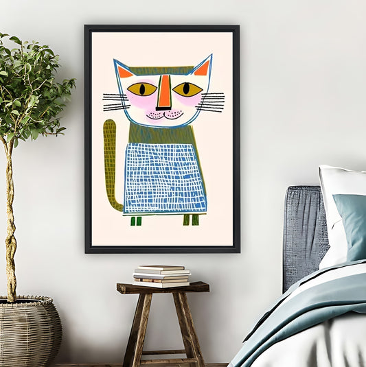 Whimsical Chef Cat Mid-Century Modern Wall Art Print| Liberty Signs #L1592