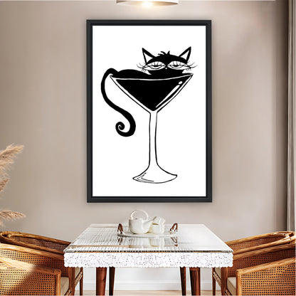 Black Cat in Martini Glass Retro Cocktail Wall Art| Liberty Signs #L1505