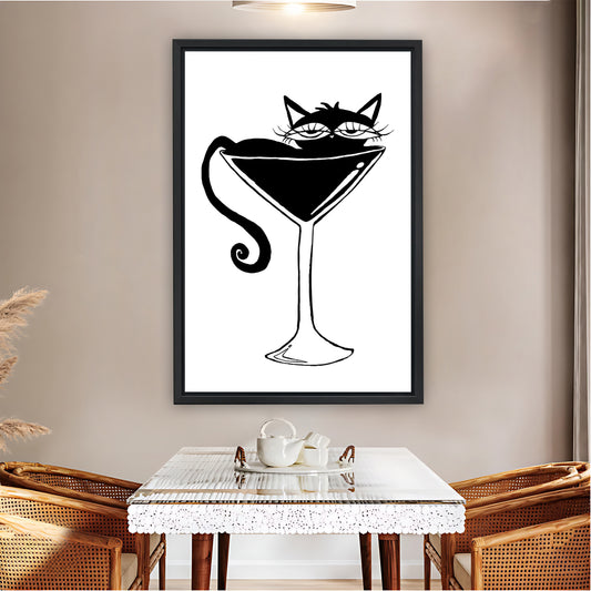 Black Cat in Martini Glass Retro Cocktail Wall Art| Liberty Signs #L1505