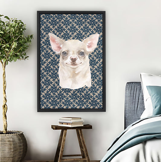 Cute Chihuahua on Patterned Background Art Print| Liberty Signs #L1536