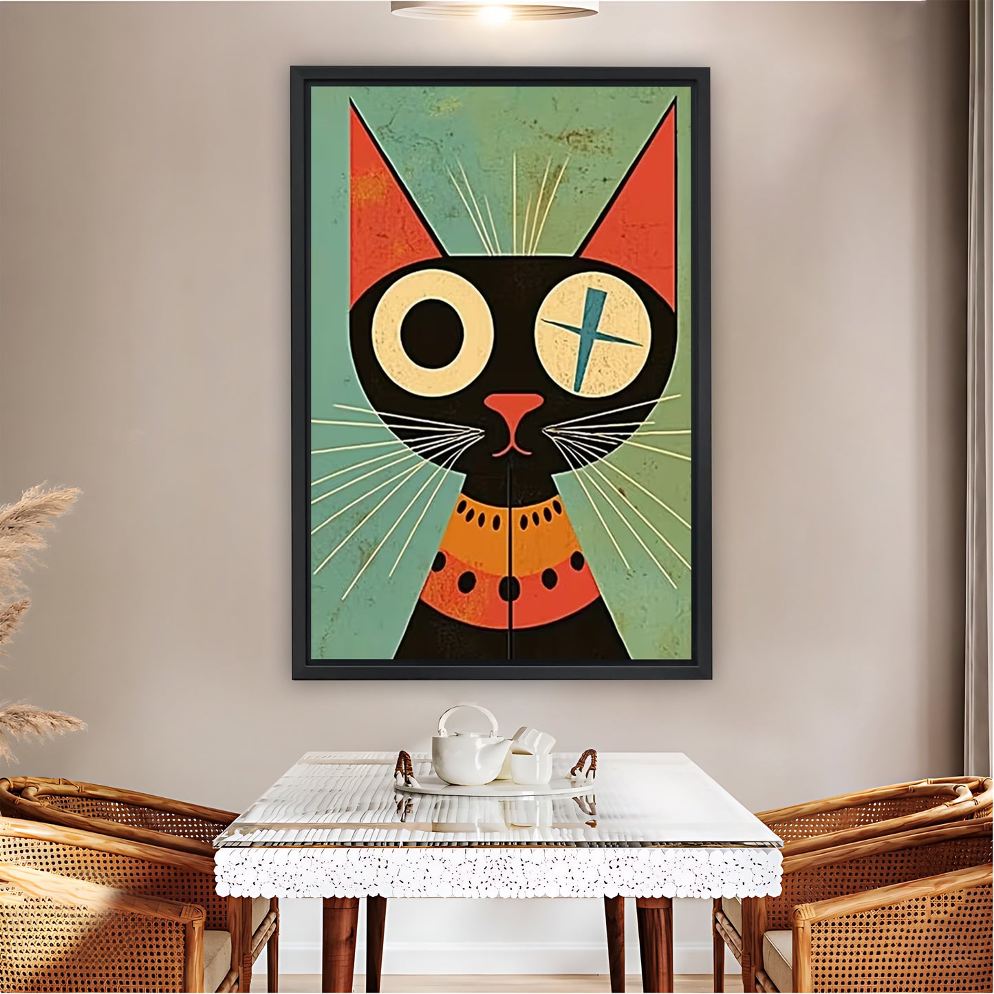 Mid-Century Modern Black Cat Abstract Wall Art| Liberty Signs #L1548