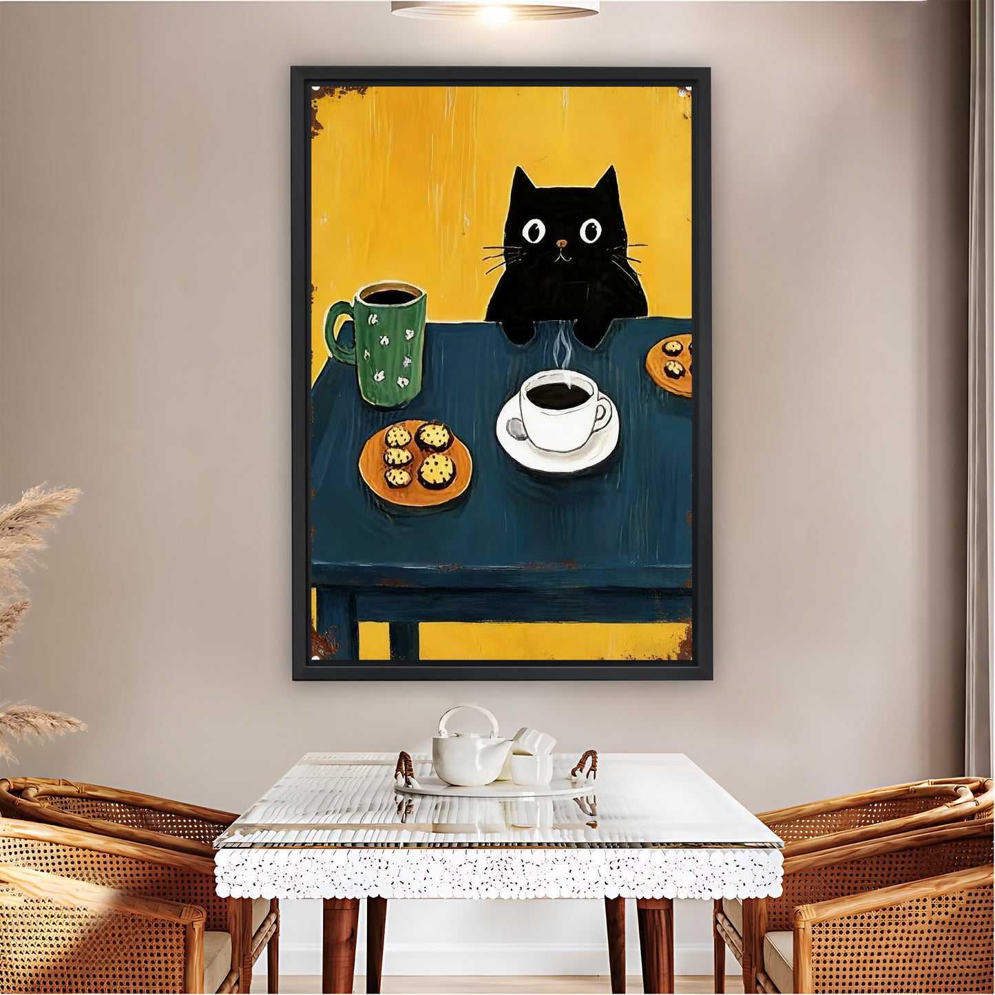 Black Cat Breakfast Retro Tin Sign Wall Art| Liberty Signs #L1513