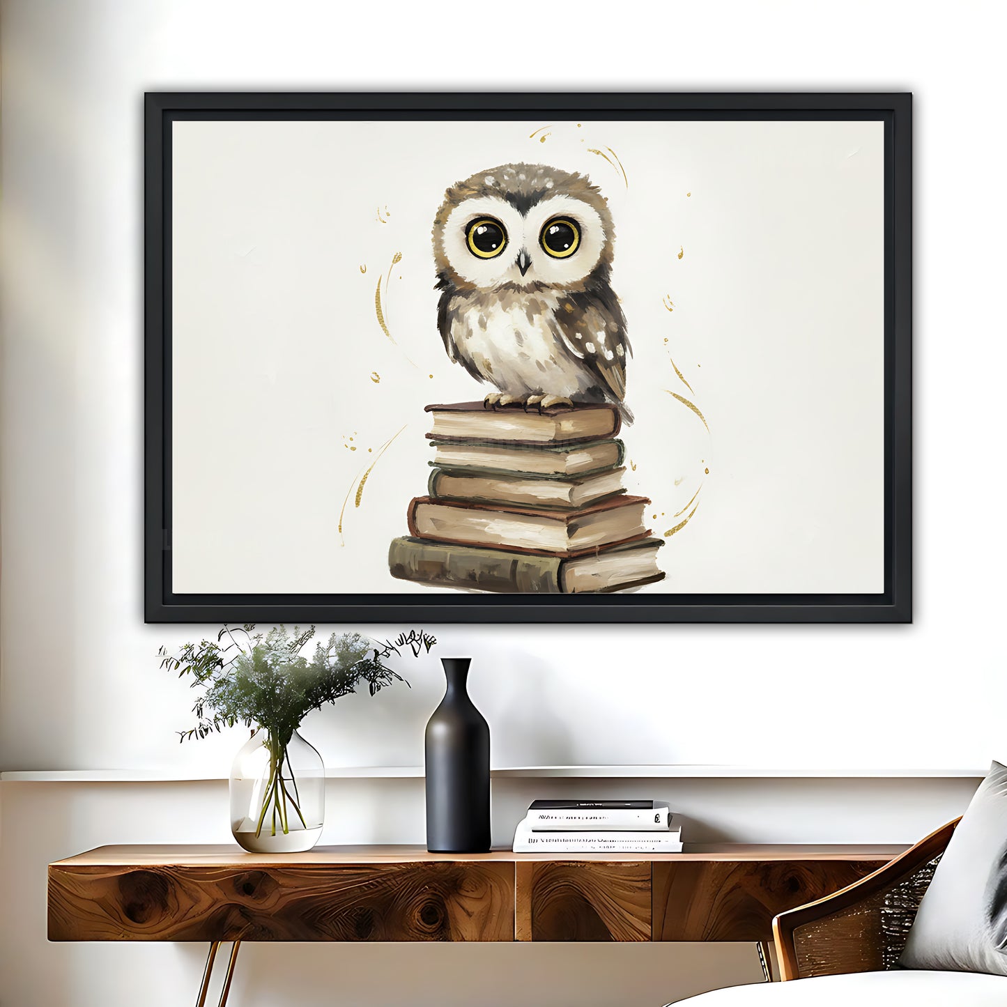 Wise Owl on Books Canvas Wall Art - Cute Nursery & Kids Room Decor| Liberty Signs #L308