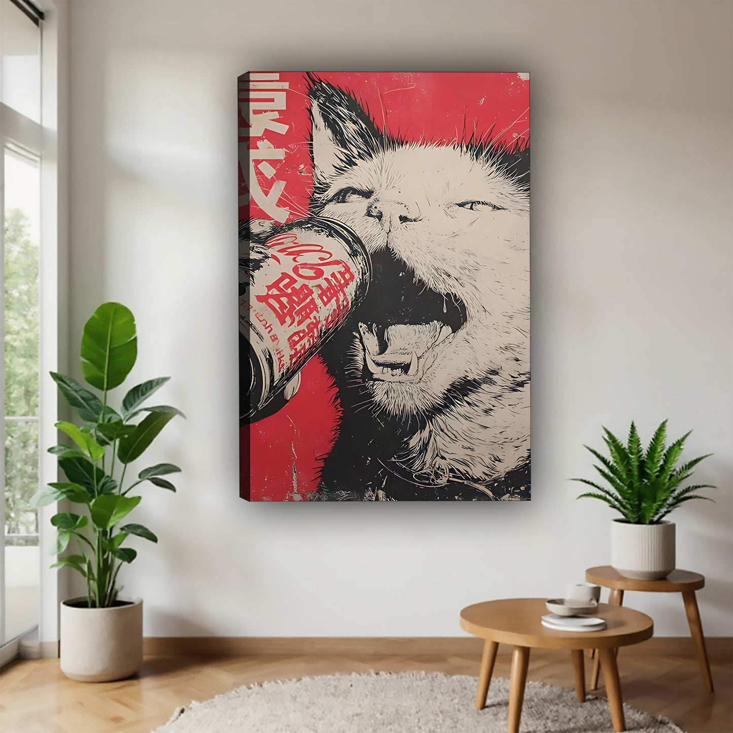 Banksy Style Yawning Cat Graffiti Art Print | Urban Street Art Wall Decor|Liberty Signs #L464