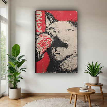 Banksy Style Yawning Cat Graffiti Art Print | Urban Street Art Wall Decor|Liberty Signs #L464