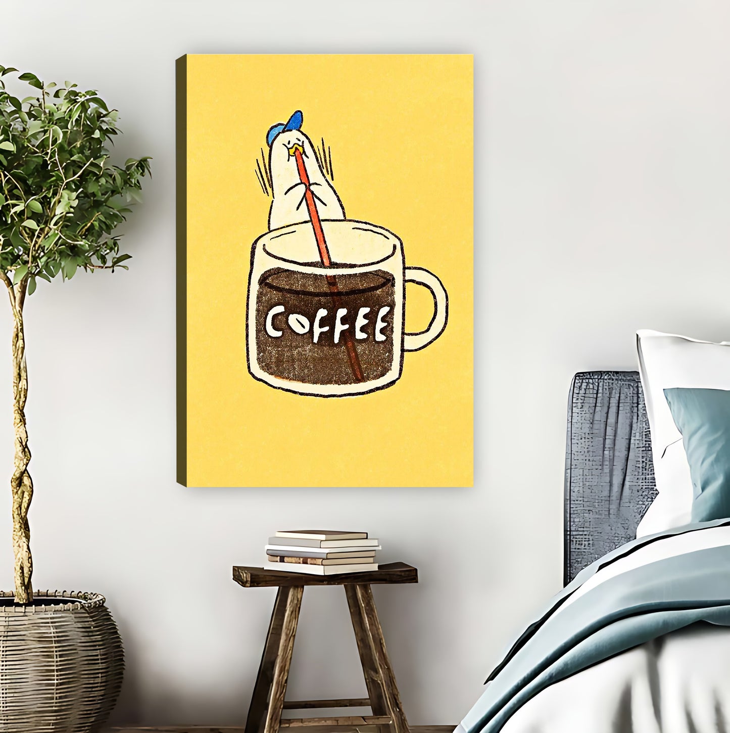 Duck in Coffee Cup Art Print | Coffee Lover Wall Decor|Liberty Signs #L639