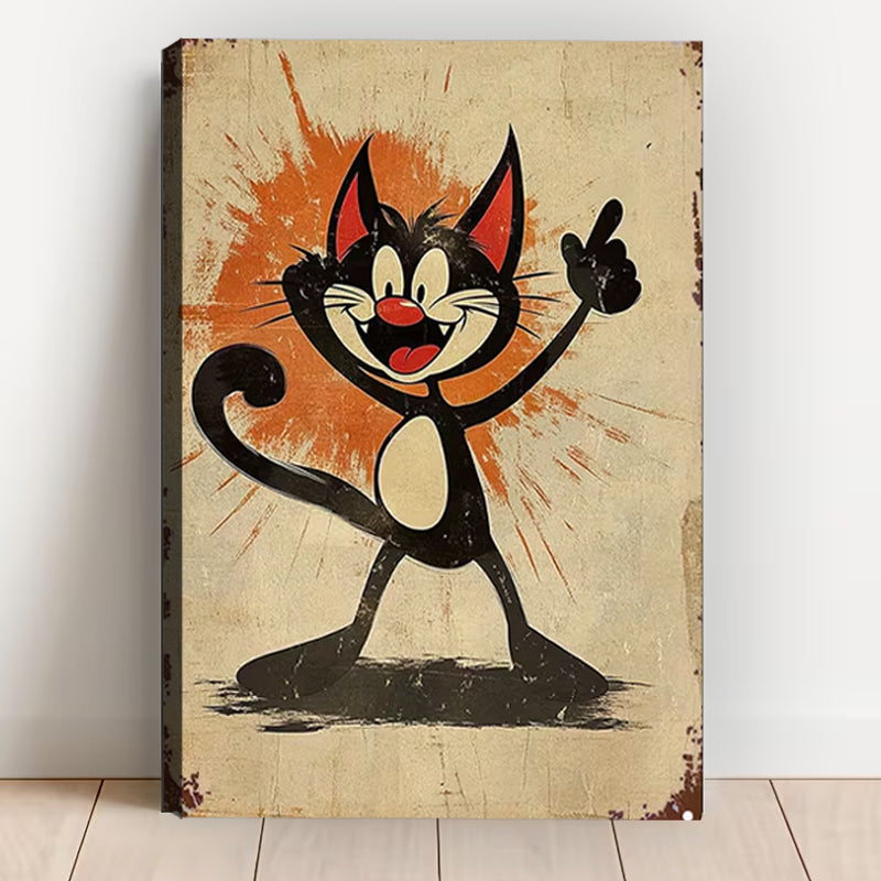Funny Black Cat Pointing Art Print| Liberty Signs #L1621