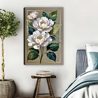 Elegant Peony Floral Art with Gold Frame Wall Print|Liberty Signs #L819