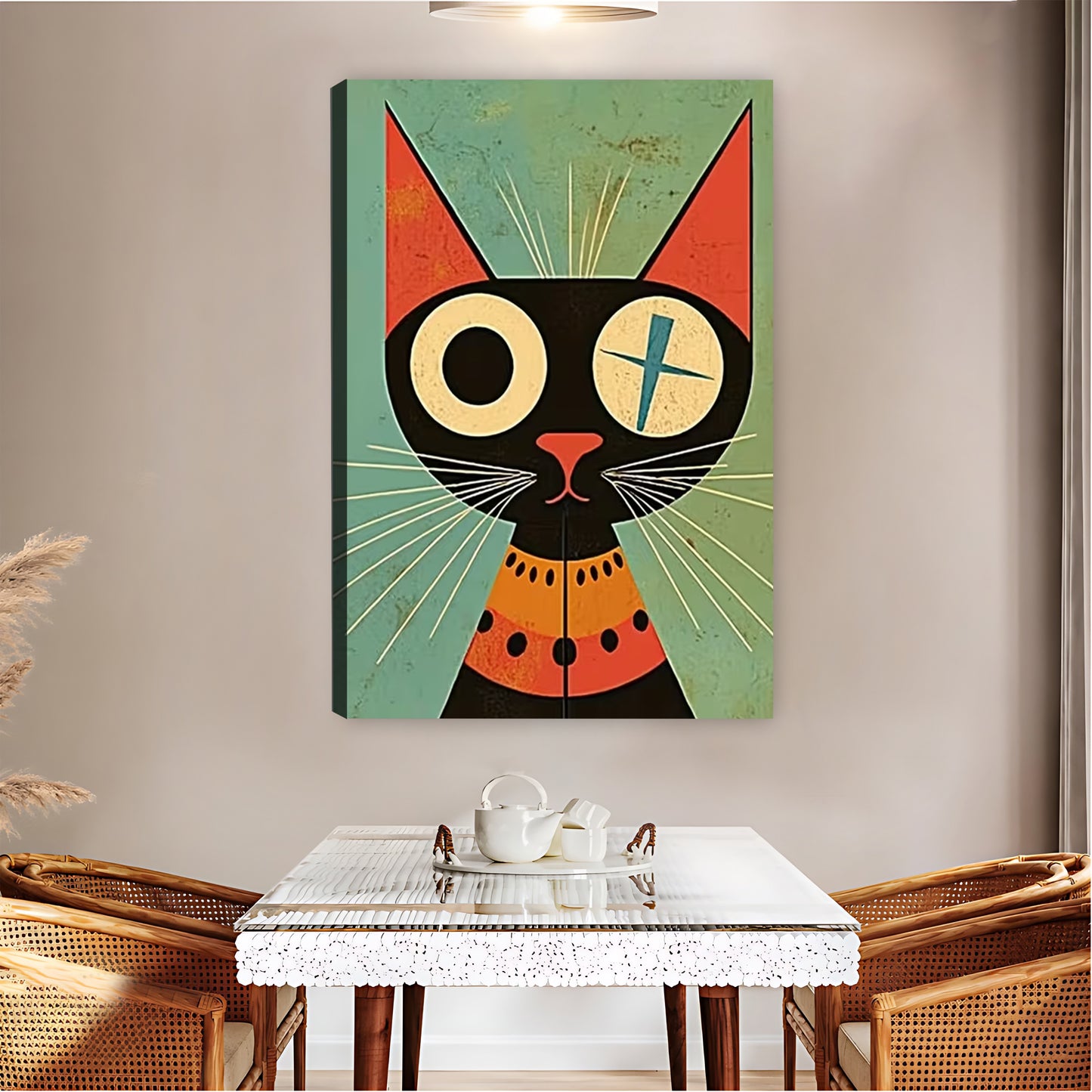 Mid-Century Modern Black Cat Abstract Wall Art| Liberty Signs #L1548